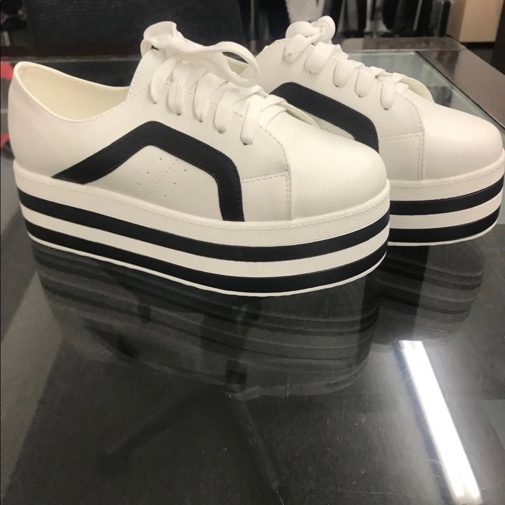 White platform sneakers